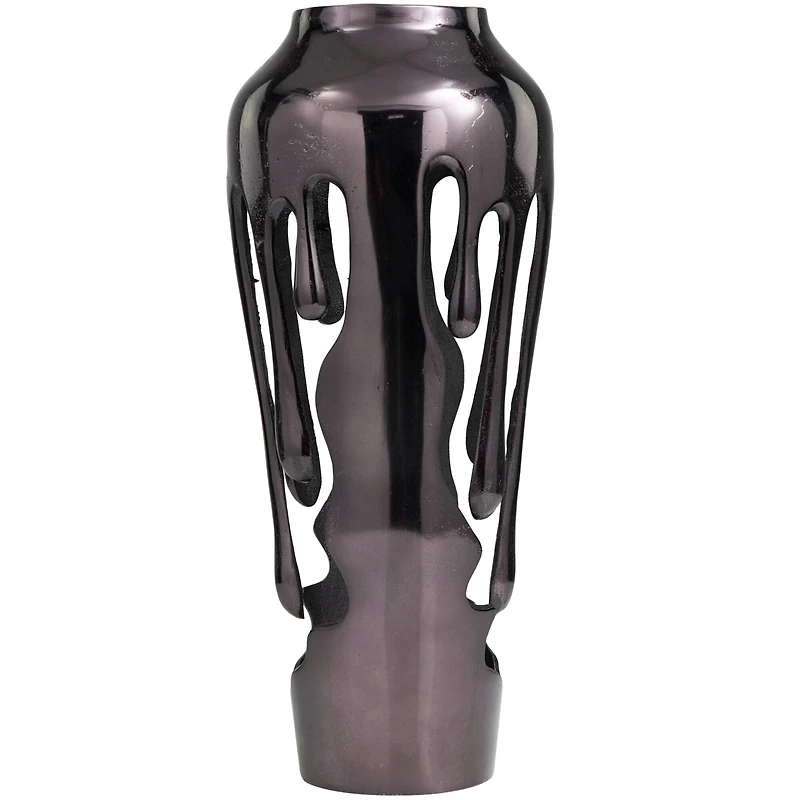 19" Black Aluminum Drip Vase with Melting Designed Body
