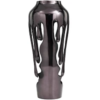19" Black Aluminum Drip Vase with Melting Designed Body