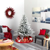 6ft. Pre-Lit Flocked Fraser Fir Artificial Christmas Tree with Warm White LED Lights