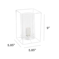 Lalia Home White Framed Table Lamp with Clear Cylinder Glass Shade