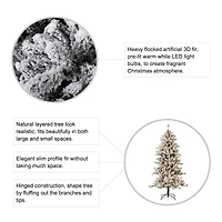 6ft. Pre-Lit Flocked Fir Artificial Christmas Tree, Warm White LED Lights