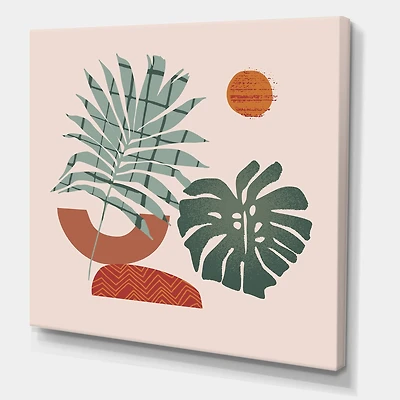 Designart - Moon & Sun Shapes In Retro Green & Terracotta Tone