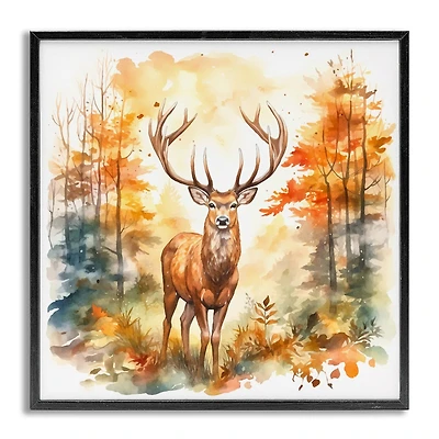 Stupell Industries Autumn Forest Stag Framed Giclee Art
