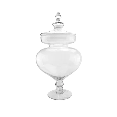 23" Large Transparent Glass Container with Finial Topped Lid
