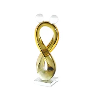 12" Amber Yellow Glass Abstract Infinity Sculpture