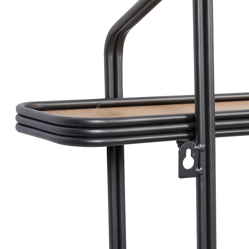Black Iron and Wood Industrial Wall Shelves, 23" x 32" x 6"