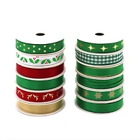 Gwen Studios 3/8" x 48yd. Green & Red Christmas Ribbon For Gifts & Crafts, 24ct.