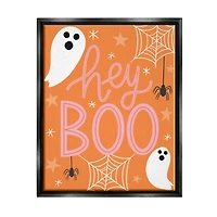 Stupell Industries Hey Boo Orange Halloween Ghosts Framed Floater Canvas Wall Art