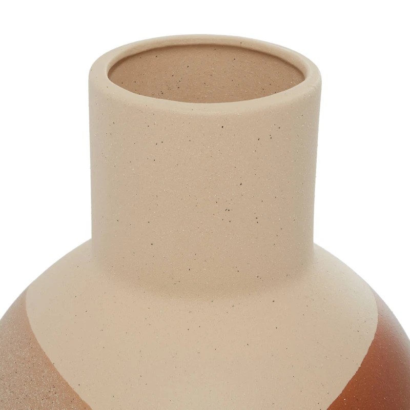 Set of 2 Tan Ceramic Modern Vase 12", 11"