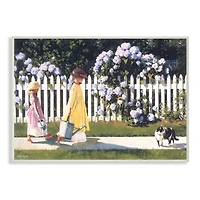 Stupell Industries Girls Gardening Neighborhood Sidewalk Picket Fence Wall Plaque