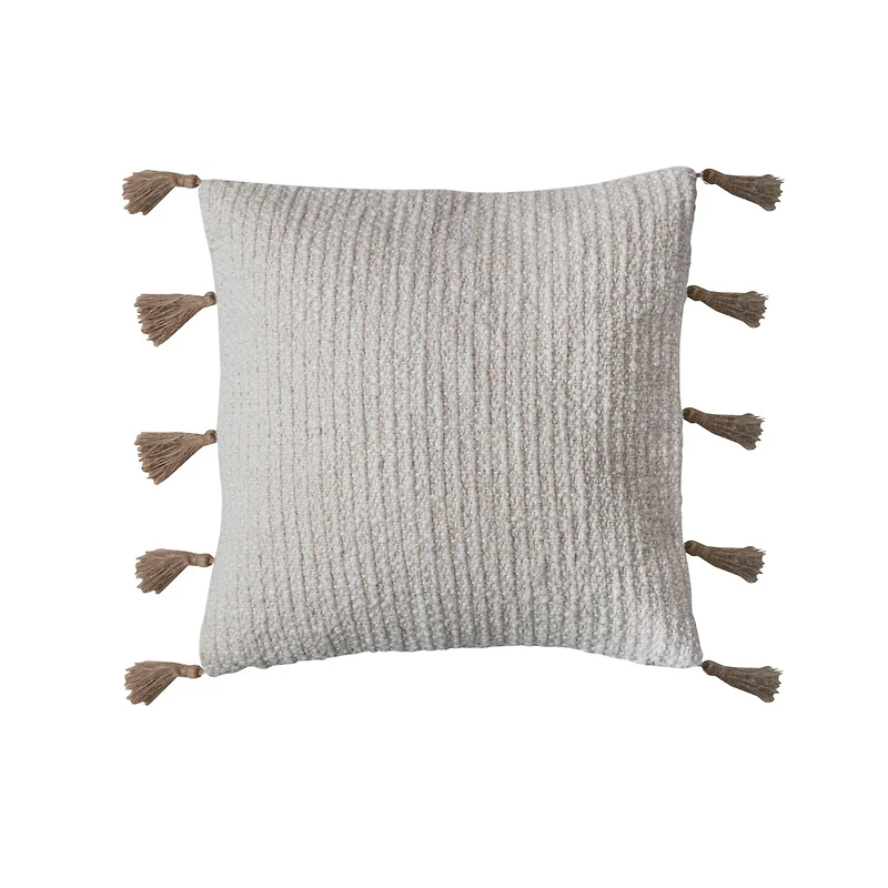 Hello Honey® 18" Natural Cotton & Linen Blend Pillow with Jute Tassels
