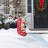Glitzhome® 35.75" Metal Christmas Snowmen Arrow Welcome Yard Stake
