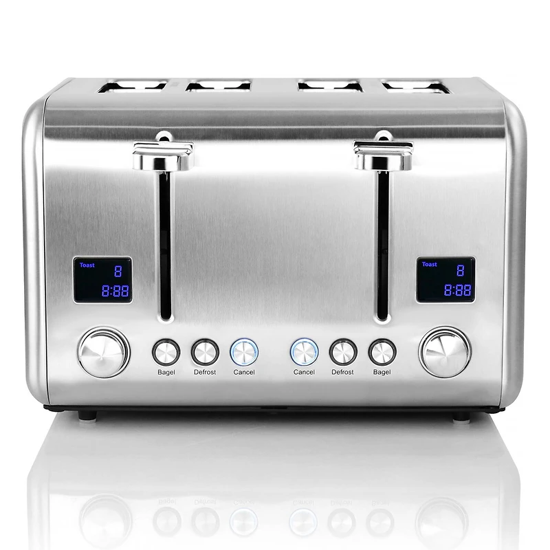 MegaChef Silver 4 Slice Toaster in Stainless Steel