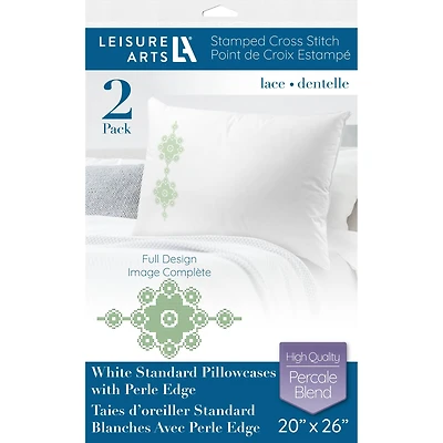 Leisure Arts® Lace Pillowcase Stamped Cross Stitch Kit