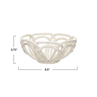 Hello Honey® 8.5" White Round Handmade Stoneware Bread Basket