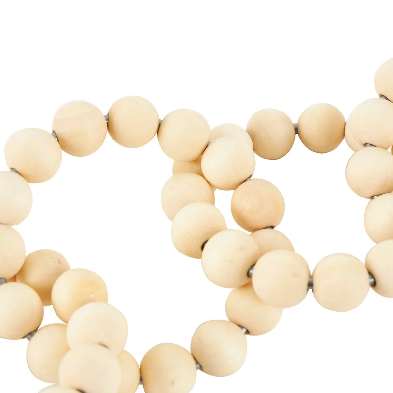 20" Light Brown Wood Chain Beaded 9 Link Sculpture