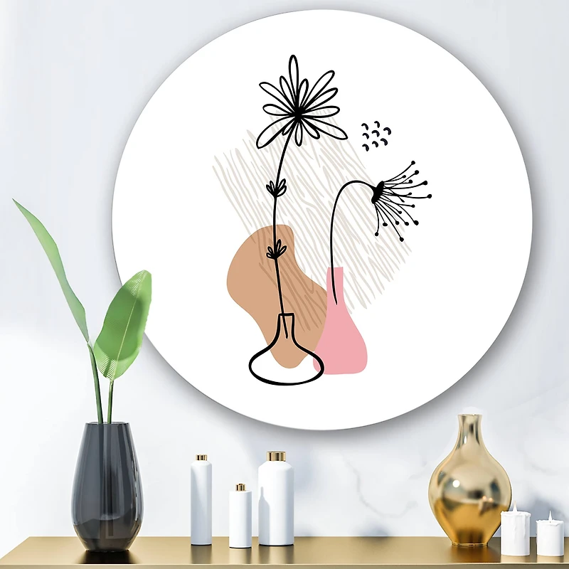 Designart - Abstract Flowers On Minimal Shapes III