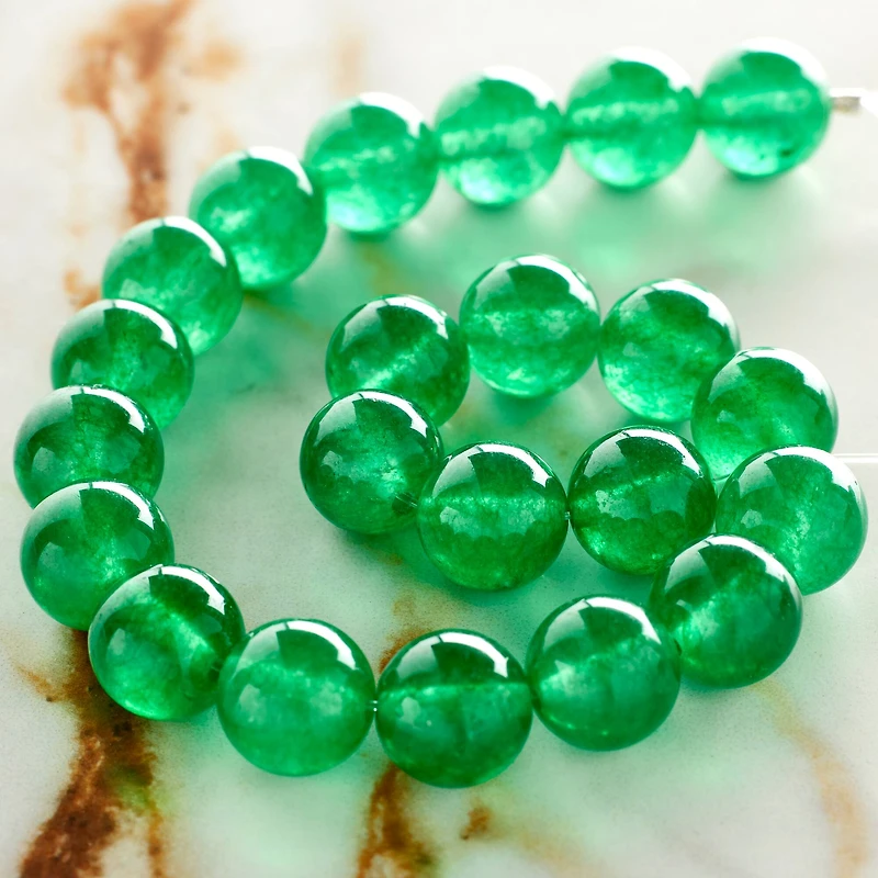 12 Pack:  Green Jade Round Beads, 10mm by Bead Landing™