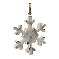 Whitewashed Wood Snowflake Ornament Set