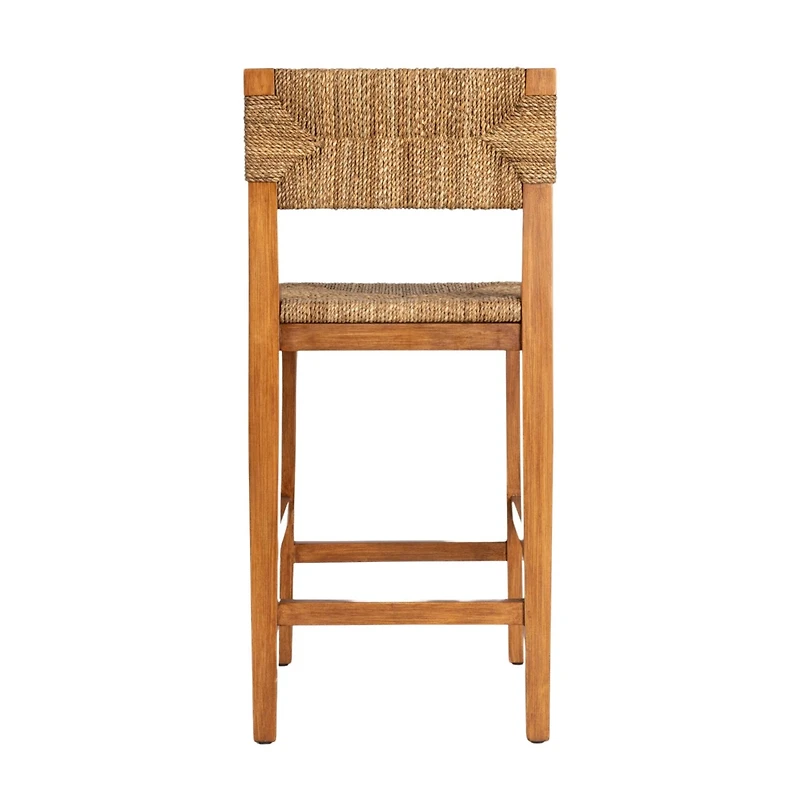 Hello Honey® 38" Wood & Seagrass Bar Stool