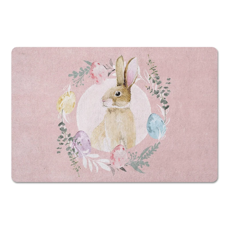 Rabbit Easter Wreath 18" x 27" Floor Mat