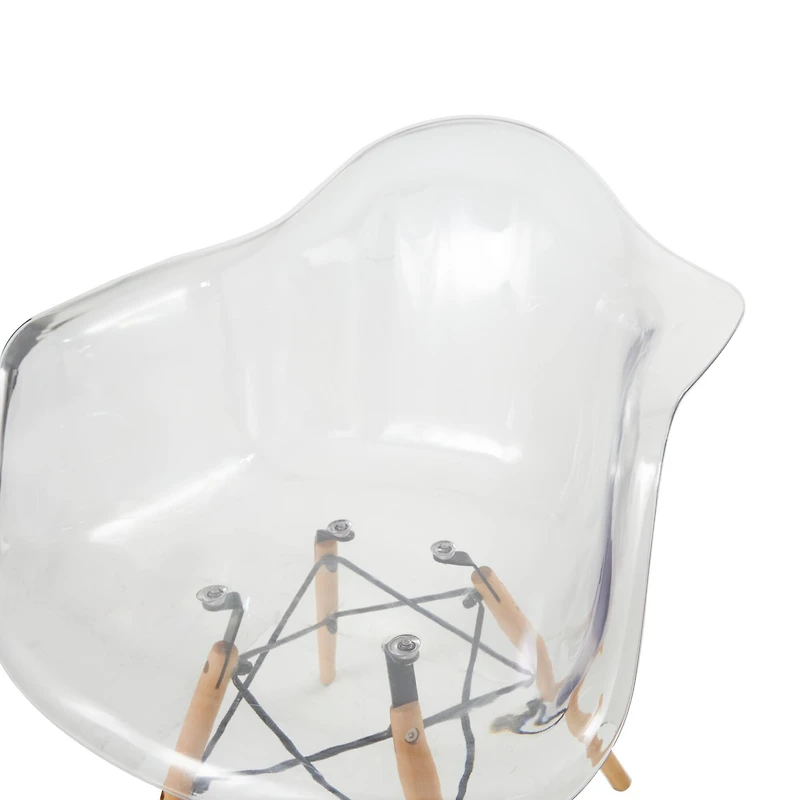 31" Clear Acrylic Mid Century Modern Eiffel Style Accent Chair with Wood Legs