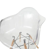 31" Clear Acrylic Mid Century Modern Eiffel Style Accent Chair with Wood Legs