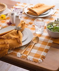 DII® Pumpkin Spice Heavyweight Check Fringed Placemat Set
