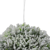 6" White And Green Frosted Pine Round Ornament