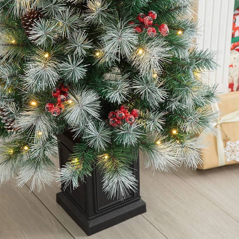 2 Pack 5ft. Pre-Lit Pine Artificial Christmas Porch Tree