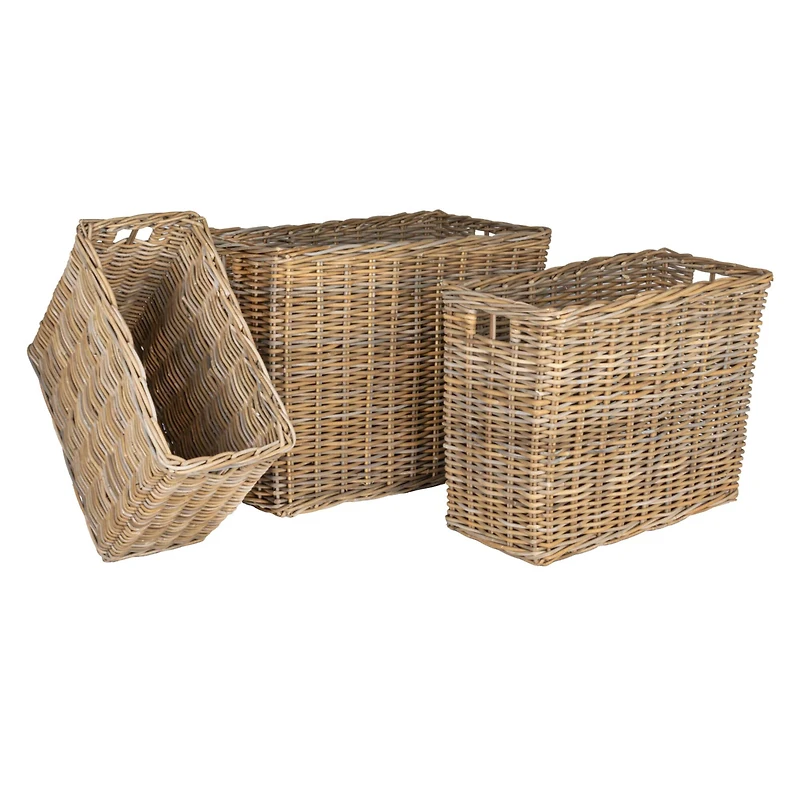 Hello Honey® Natural Rectangular Woven Rattan Nesting Basket Set
