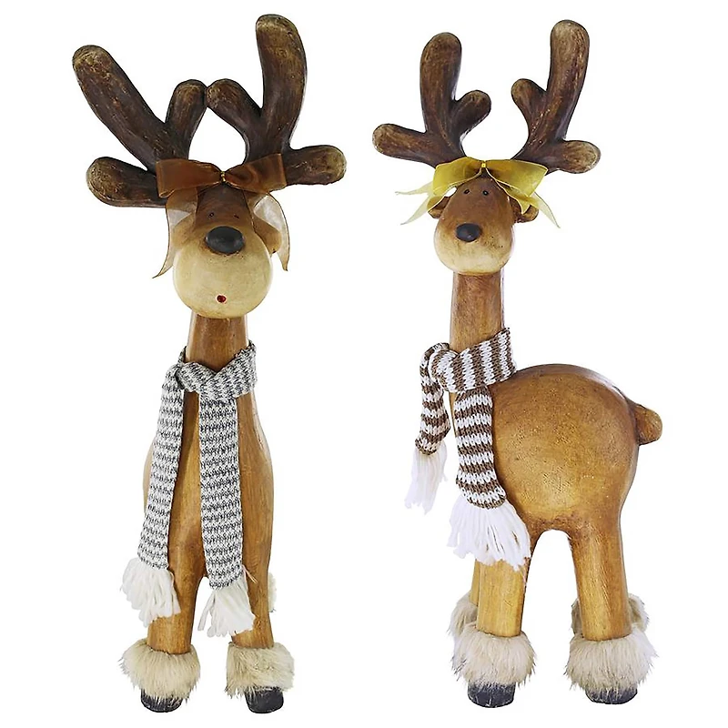 Santa's Second Team Holiday Reindeer Statues Set