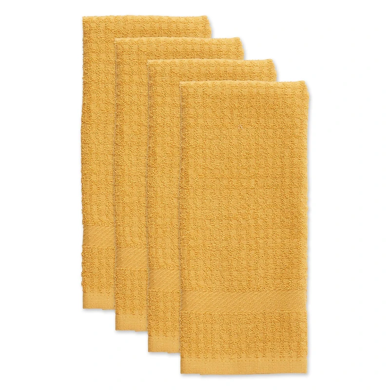 DII® Solid Mustard Waffle Terry Dishtowel (Set of 4)