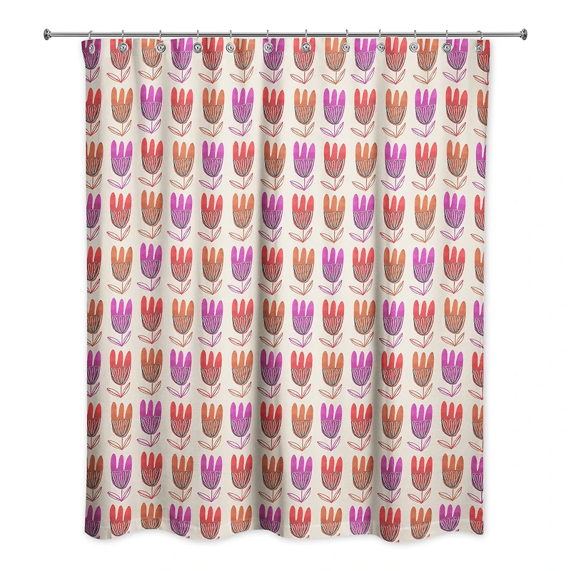 Modern Floral Pattern 71" x 74" Shower Curtain