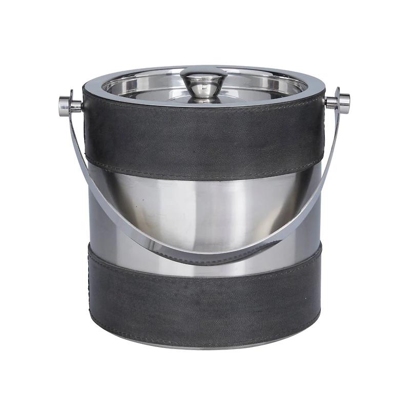 The Novogratz Grey Modern Ice Bucket, 8" x 7" x 12"
