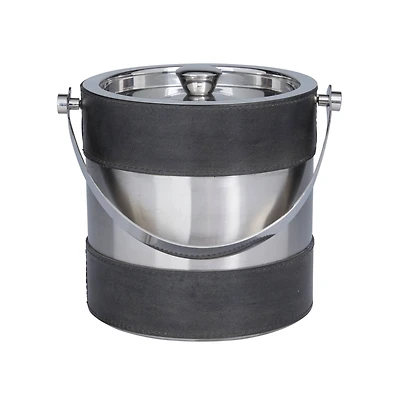 The Novogratz Grey Modern Ice Bucket, 8" x 7" x 12"