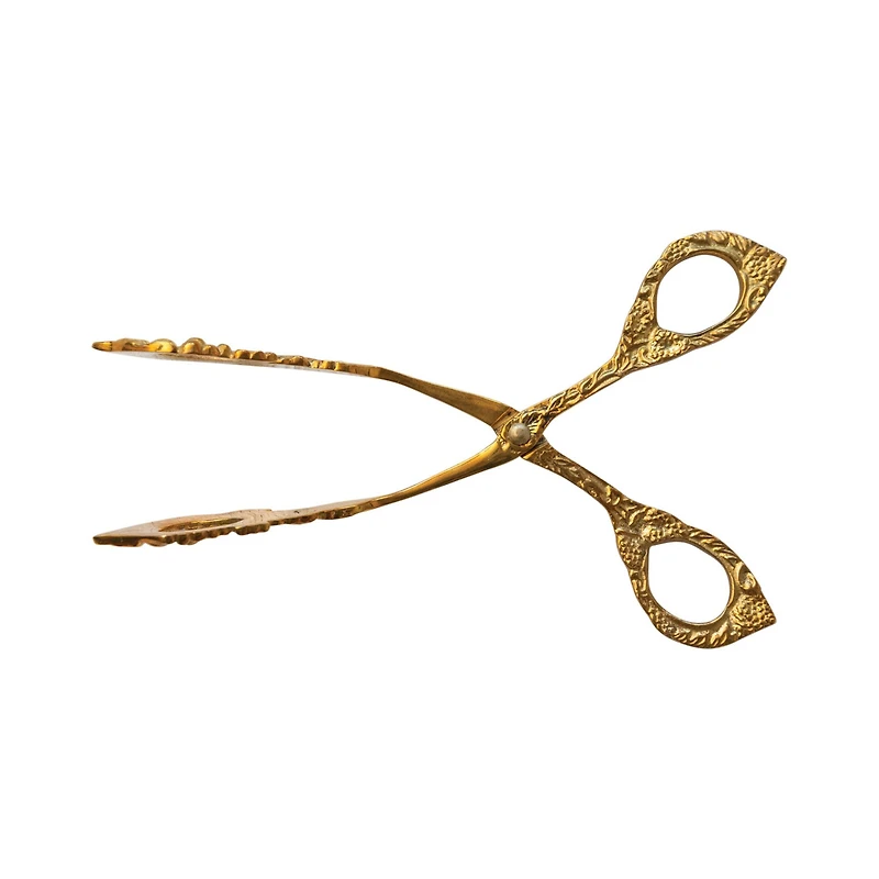 Hello Honey® 7.25" Embossed Brass Grape Vine Shaped Kitchen Tongs