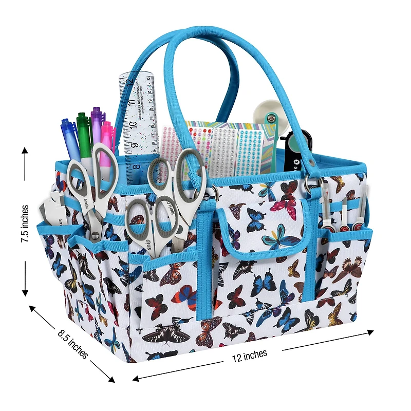SINGER® Butterfly Print Collapsible Sewing Storage Tote Caddy