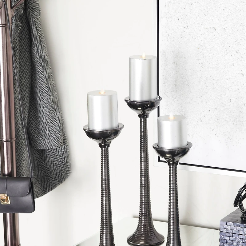 Silver Traditional Flameless Candle Set