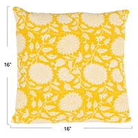 Hello Honey® 16" Yellow & White Floral Bock Print Accent Pillow