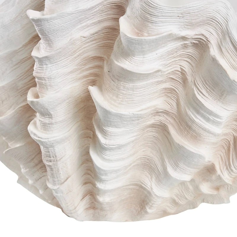 19" Cream Resin Shell Textured Sculpture