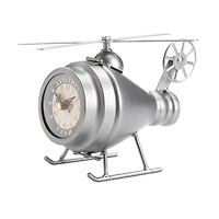 Silver Helicopter Desk Clock