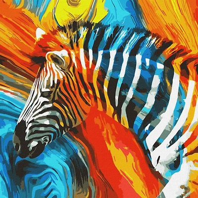 Colored Zebra Painting by Numbers Kit