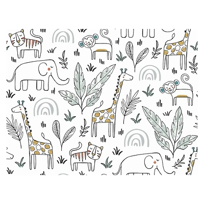 RoomMates White & Yellow Jungle Menagerie Peel & Stick Wallpaper