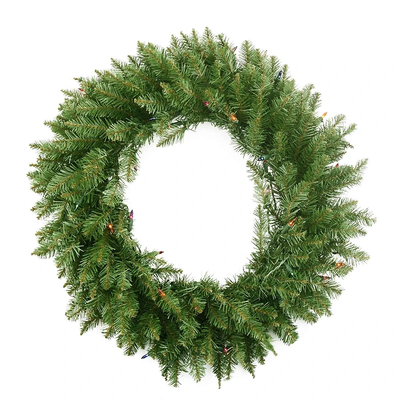 24" Pre-Lit Northern Pine Artificial Christmas Wreath