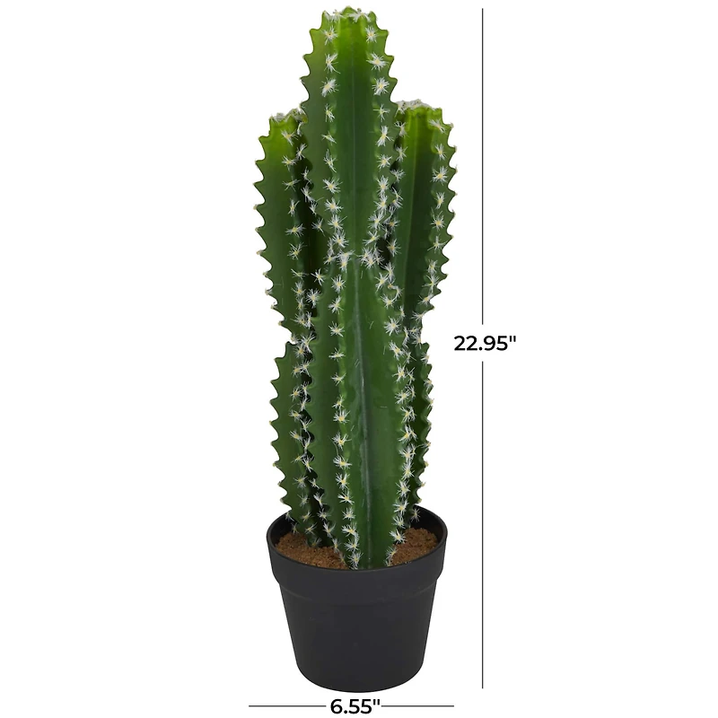 The Novogratz 2ft. Green Cactus Faux Foliage Artificial Plant with Black Round Pot