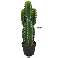 The Novogratz 2ft. Green Cactus Faux Foliage Artificial Plant with Black Round Pot