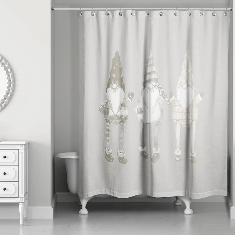 Gnome Three Neutral Shower Curtain