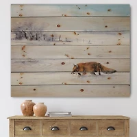 Designart - Red Fox Running In White Snow I