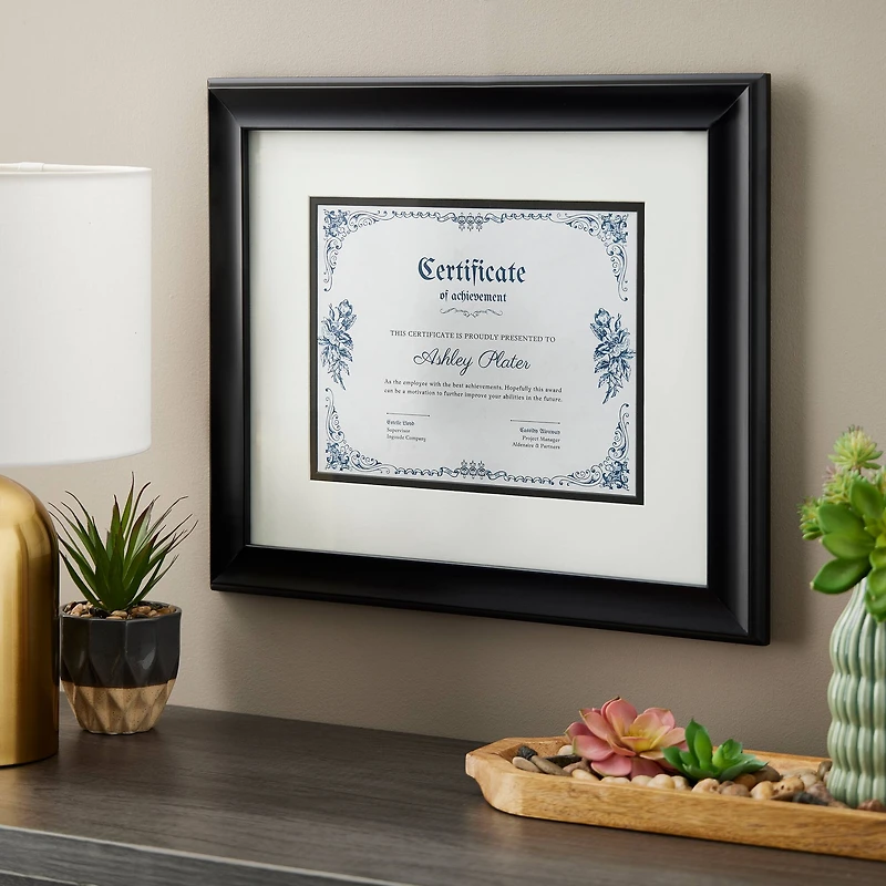 8.5" x 11" Black Document Frame with Double Mat by Studio Décor®